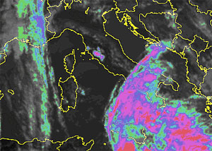 Mappa satellitare delle precipitazioni 