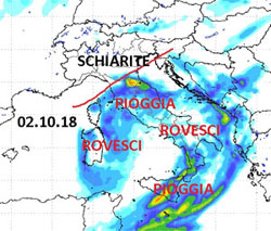 Mappa delle precipitazioni sull'Italia