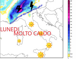 Mappa dei temporali lungo la fascia alpina