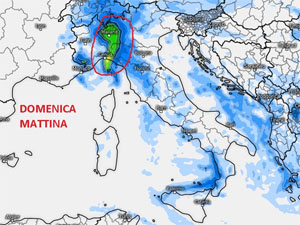 Mappa delle precipitazioni sulla Penisola