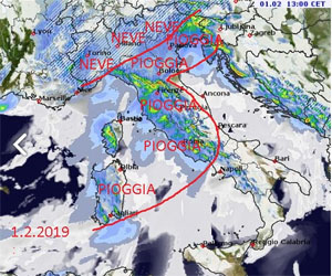 mappa delle precipitazioni sull'Italia