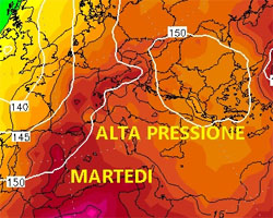 Cartina cromatica che mostra la pappa delle precipitazioni sull'Italia