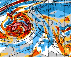 Cartina cromatica che mostra la pappa delle precipitazioni sull'Italia