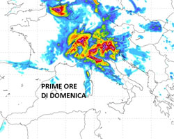 cartina cromatica che mostra l'espansione sul Mediterraneo dell'anticiclone nord-Africano