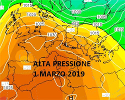 mappa cromatica chi mostra il braccio dell'anticiclone delle Azzorre che si estende sull'Europa centro-occidentale