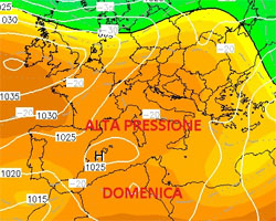mappa cromatica chi mostra il braccio dell'anticiclone delle Azzorre che riconquista l'Europa centro-occidentale