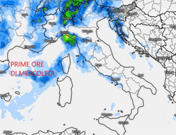 Cartina cromatica che mostra la pappa delle precipitazioni sull'Italia