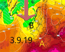 Cartina cromatica che mostra la mappa delle precipitazioni sull'Italia