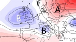 mappa cromatica che mostra le depressioni in ambito Europeo