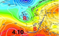 Immagine cromatica che mostra la depressione presente sull'Europa occidentale