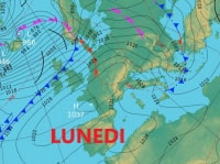 cartina isobarica che mostra i fronti perturbati atlantici in arrivo sull'Europa