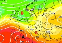 Cartina cromatica che mostra l'area di bassa pressione sull'Italia