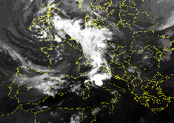 Immagine meteosat della perturbazione atlantica in arrivo sulla Penisola