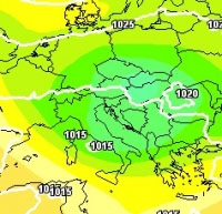 cartina cromatica che mostra il nucleo di aria fredda in discesa dal Nord Europa