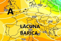 Cartina cromatica che mostra la lacuna barica presente sulla Penisola ad inizio mese