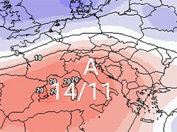 Cartina cromatica che mostra l'espansione dell'anticiclone Atlantico