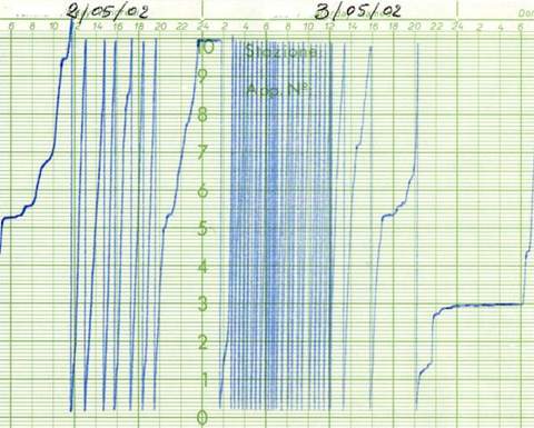 grafico della pioggia del 3 maggio 2002